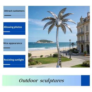 Sculpture <span class=keywords><strong>de</strong></span> <span class=keywords><strong>jardin</strong></span> moderne <span class=keywords><strong>de</strong></span> grande taille en <span class=keywords><strong>fil</strong></span> d'acier inoxydable, sur mesure, <span class=keywords><strong>de</strong></span> luxe, pour extérieur, motif palmier, œuvre d'art métallique pour hôtel <span class=keywords><strong>de</strong></span> luxe - Product Image 2