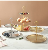Plateau à fruits multicouche en acier inoxydable, support à gâteaux de luxe léger pour salon, présentoir à snacks