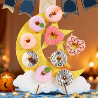 DAMAI Vente en gros, Meilleures ventes, Support de présentation de desserts de table en bois, motif étoile et lune, style musulman, pour l'Aïd Moubarak et le Ramadan