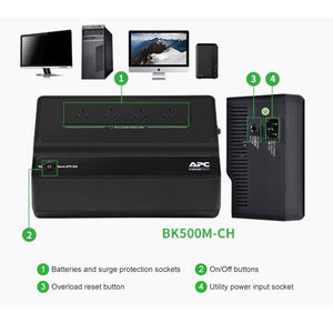 Alimentation de secours fiable APC BK500M-CH 500VA 300W pour <span class=keywords><strong>disque</strong></span> <span class=keywords><strong>dur</strong></span> <span class=keywords><strong>externe</strong></span>, haut-parleur de bureau, système audio - Product Image 3