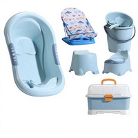 Ensemble de baignoire pour bébé en PP – Lit de bain, seau, bassine, louche, pot, tabouret, boîte de rangement portable – 8 pièces pour usage domestique