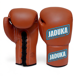 Guantes de Boxeo Profesionales Marrones de 16 oz con Diseño de Piel de Vaca, Cierre de Velcro, para Adultos, Venta al Por Mayor - Product Image 1