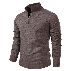 Vente en gros de <span class=keywords><strong>pull</strong></span> à col roulé zippé pour hommes avec logo personnalisé Oem Odm <span class=keywords><strong>Pull</strong></span> à col roulé vintage épais à revers Boxy <span class=keywords><strong>Pull</strong></span> en tricot court - Product Image 3