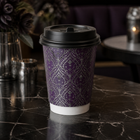 Tasse à double paroi Black Cat avec logo personnalisé imprimé, motif toile d'araignée, en carton ondulé, isolée, résistante à la chaleur, 12 oz, directement de l'usine