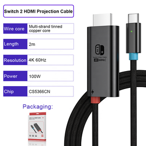 Câble adaptateur USB Type C vers <span class=keywords><strong>HDMI</strong></span> ULT-unite <span class=keywords><strong>Switch</strong></span> 2 Co-branded Color 2M PD100w 4K 60Hz pour <span class=keywords><strong>Nintendo</strong></span> <span class=keywords><strong>Switch</strong></span>, téléphone, ordinateur, tablette - Product Image 6
