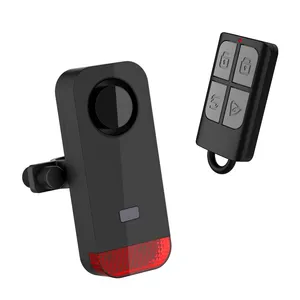 2023 TOP Wireless Anti Theft Bike Alarm 120dB Vibration Motorcycle Bicycle Alarm Loud Siren LED Red Light Remote Control 300m