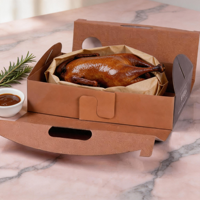 Boîtes en papier kraft recyclé personnalisées en gros pour plats à emporter, emballages pliables pour poulet rôti, pizza, canard et oie