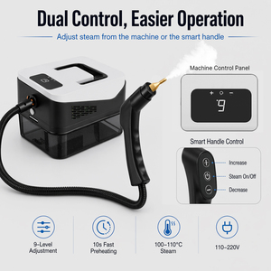 Nettoyeur Vapeur Électrique Professionnel 1500W Haute Température avec Réservoir Amovible 1,5L et 9 Vitesses Réglables pour Usage Domestique, Hôtelier et Automobile - Product Image 4