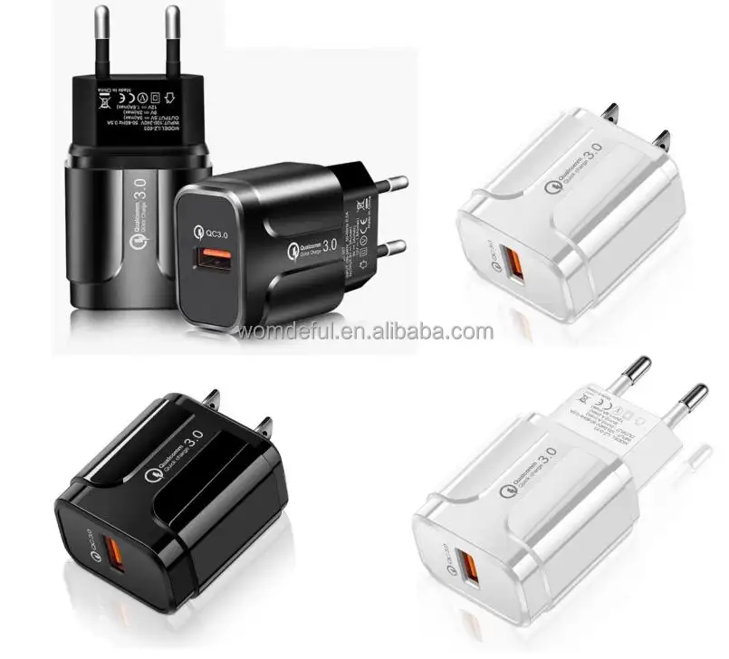 Caricabatteria USB veloce India EU UK Quick Charge 3.0 QC 3.0 2.0 per telefono Xiaomi per caricabatterie da parete da viaggio per telefono cellulare Huawei Samsung