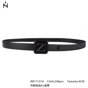 Cinturón de PU con hebilla cuadrada de 4 cm de la marca Z para mujeres y hombres, accesorio de moda. - Product Image 3