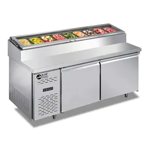 Congélateur de comptoir de pizza Réfrigérateur de table de préparation de la station d'opération de réfrigération commerciale