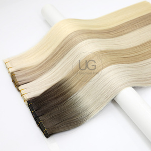 UGlamour Vente en gros Personnalisation Extensions <span class=keywords><strong>de</strong></span> cheveux Remy Trame plate invisible Genius Weave Sans couture - Product Image 2