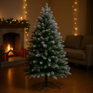 DB 6FT Artificial Christmas <b>Tree</b> with Snow-Covered Branches and Pinecones, High Quality PVC Indoor Decor, Environmentally Friend - Product Image 2