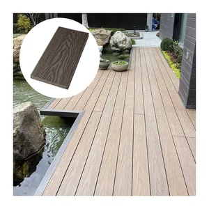 Waterproof modern co-extruded solid flooring outdoor plastic wood plank flooring wpc decking