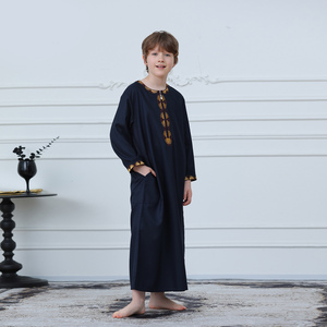 Jellaba marocaine brodée de haute qualité pour enfants, Thobe musulman à manches longues et col rond, Robe formelle pour enfants pour usage quotidien - Product Image 6