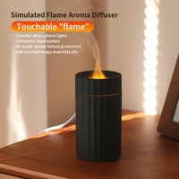 Nouvel humidificateur d'air ultrasonique portable 100 ml avec diffuseur d'arômes et lampe de nuit chaleureuse effet flamme, en PP+ABS