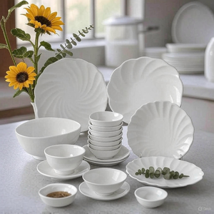 Ensemble d'assiettes en céramique blanche élégante-Couverts ronds de luxe pour les repas modernes et l'hospitalité - Product Image 3