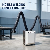 Extracteur de fumée de soudage mobile à deux postes avec filtre PTFE, parafoudre et bras flexibles