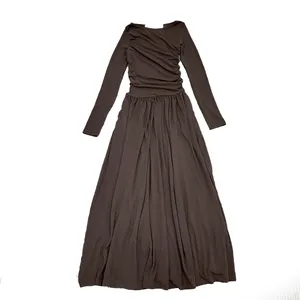 High Quality Customization Clothing Summer Long Sleeve Loose Pure Color Maxi Elegant Long Dresses Women