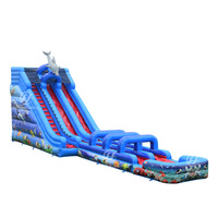 Parc aquatique gonflable géant avec toboggan en forme de dauphin |   Piscine gonflable géante pour adultes avec toboggan, idéale pour les fêtes estivales en location