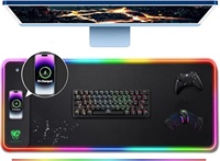 Tapis de souris personnalisé avec logo en caoutchouc résistant à l'eau, sublimation couleur, chargeur sans fil 15W rapide avec LED RGB pour gamer