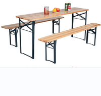 Ensemble table et bancs pliants en bois robuste de 180 cm pour usage extérieur en entrepôt et parc