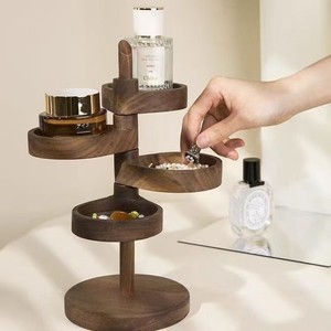 Wooden multi-layer <b>rotating</b> storage rack for entryway key storage, new style desktop cute ornament organizer - Product Image 4