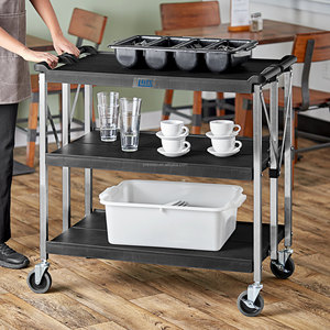 3 Tier <b>Plastic</b> Folding Service <b>Trolley</b> Commercial Collapsible Utility Dining Cart for Hotel Restaurant Catering - Product Image 3