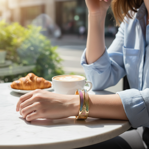 Braccialetti a cerniera multicolore con Glitter placcato oro alla moda bracciale - Product Image 3