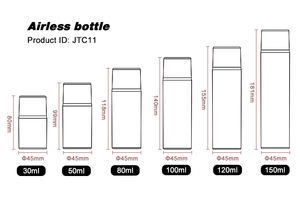 Vente en gros de bouteilles de pompe airless rondes noires mates de luxe 30ml 50ml 100ml 150ml emballage de lotion cosmétique PP avec bouchons - Product Image 6