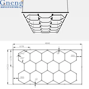 Lampes de scène en forme de nid d'abeille pour plafond éclairage industriel commercial de lampes de travail lampe à led hexagonale