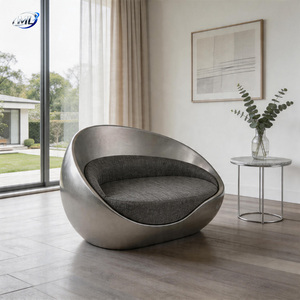 Sofá Esquinero Tapizado en Plata FRP para Hotel, Lobby, Escuela, Hogar, Muebles de Estilo Moderno Personalizado, Forma Redonda - Product Image 2