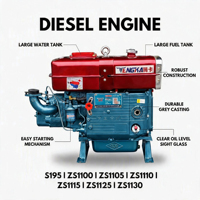 Moteur diesel monocylindre Tengka ZS195 12HP, refroidi par eau, pour équipement d'extraction aurifère, directement de l'usine Changchai
