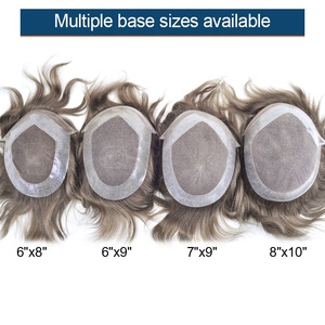 Peruca masculina peça substituição cabelo sistema bloco real cabelo humano masculino substituição Toupee - Product Image 3