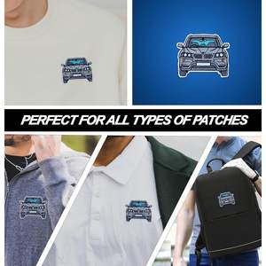 Patch brodé DigitEMB pour voiture avec USB, thermocollant ou à coudre, pour sacs à dos, vestes, jeans, chapeaux – Motif vue avant de voiture durable - Product Image 6