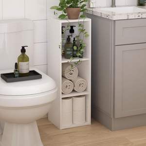 Librería blanca moderna de 3 niveles, muebles de almacenamiento para ahorrar espacio de 8 pulgadas de ancho para el hogar - Product Image 1