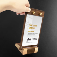 Panneau d'affichage transparent personnalisé, carte de table en acrylique écologique, présentoir coulissant avec base en bois, vertical poli