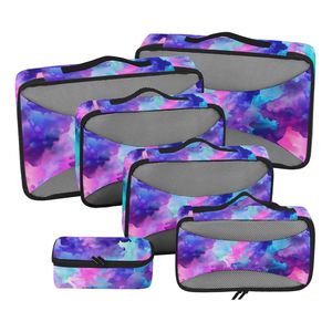 Ensemble de 6 cubes de rangement de voyage colorés pour valise, organisateurs de bagages avec fermeture éclair - Product Image 1