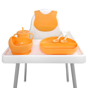 Ensemble de vaisselle pour bébé en silicone sans BPA, assiette à ventouse avec cuillère, bavoir imperméable et gobelet à paille, ensemble repas portable pour enfants - Product Image 3