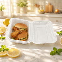 Vente directe usine : Boîte à hamburger à clapet avec compartiment et couvercle, pour plats à emporter et traiteur