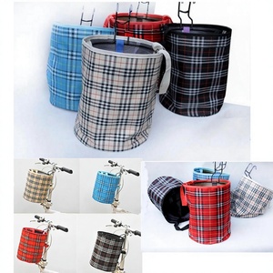 Cesta para bicicleta, accesorio de almacenamiento para bicicleta con soporte para manillar plegable a cuadros multicolor - Product Image 1