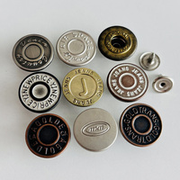 Kancing Jeans Logam 18mm dengan Logo Custom, Ukiran Huruf Kursif & Embos Huruf untuk Jaket Denim Desainer