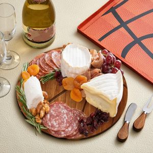 Juego de tabla de quesos redonda de bambú Juhao con cuchillo y tenedor para servir en fiestas y uso doméstico - Product Image 3