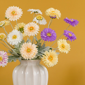 Crisantemo Artificial Ruilisi de 4 Cabezas, Margarita de la Suerte en Blanco, Amarillo Champán, Decoración para el Hogar, Accesorios para Bodas y Exteriores - Product Image 4