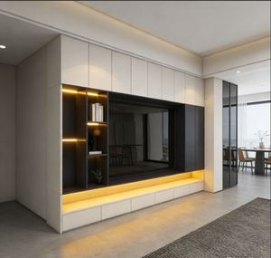 Luxury <b>High</b> <b>TV</b> Cabinet Living Room Furniture Integrated Rock Board Solid Wood Design Modern Style Eco-Friendly for Bedroom Whole - Product Image 6