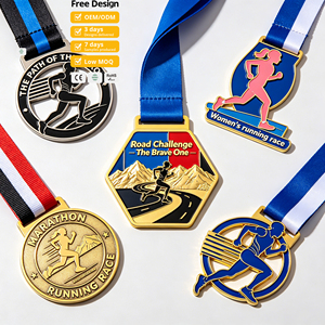 Médaille de finisseur personnalisée en alliage de zinc avec logo UV en relief 3D pour marathon 5k 10k, fabricant de médailles personnalisées au <span class=keywords><strong>laser</strong></span> - Product Image 1