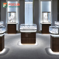 Vitrine de présentation de bijoux en bois avec éclairage LED, vitrine de luxe pour bijoux, présentoir haut de gamme