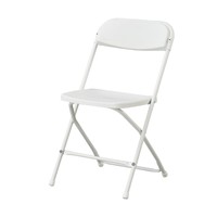 Chaise pliante portable blanche en HDPE/PP, chaise de bureau pour exposition, dossier simple, robuste, durable, multifonctionnelle