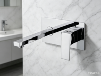 Robinet de lavabo mural encastré moderne en acier inoxydable chromé, à poignée unique, pour hôtel et salle de bain