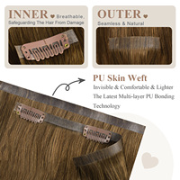 Extensions de cheveux lisses à clipser pour tête entière 12A 4 #   Cheveux humains vierges Remy 100% brun foncé, doux, soyeux, sans couture, pour femmes